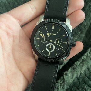 Fossil Black and Silver Chronograph Watch